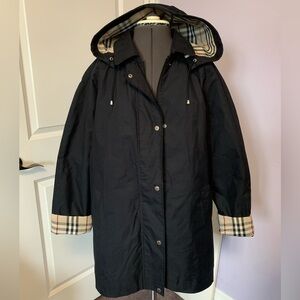 Burberry London Brit Trench Raincoat Mid Length Black Size 14 Preowned